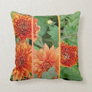 Cosy and Bright Orange Chrysanthemum Flower Cushion