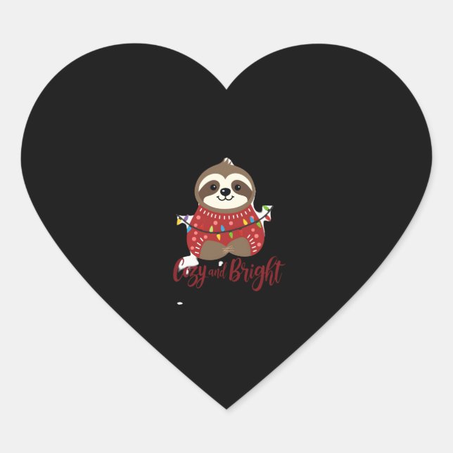 Cosy And Bright Sloth Christmas Lights (1) Heart Sticker (Front)