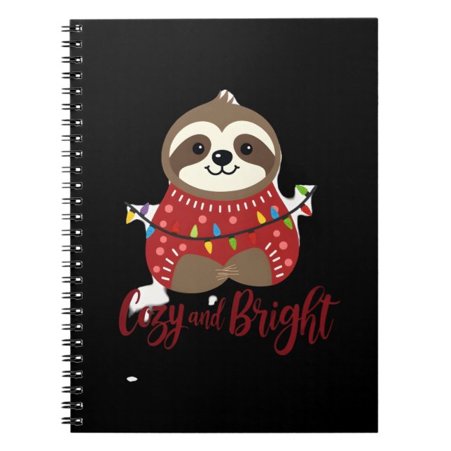 Cosy And Bright Sloth Christmas Lights (1) Notebook (Front)