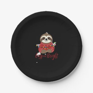 Cosy And Bright Sloth Christmas Lights (1) Paper Plate