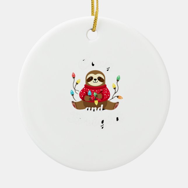 Cosy And Bright Sloth Christmas Lights (2) Ceramic Ornament (Front)