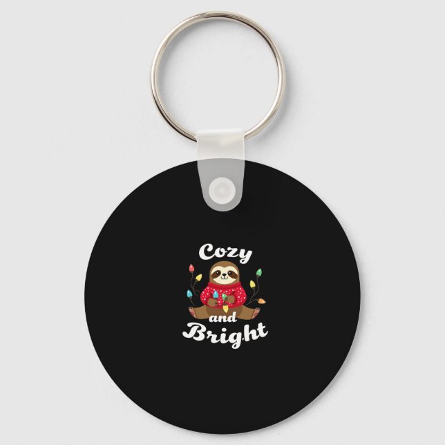 Cosy And Bright Sloth Christmas Lights (2) Key Ring (Front)