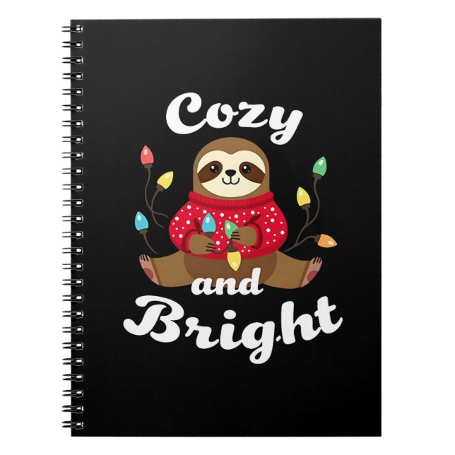 Cosy And Bright Sloth Christmas Lights (2) Notebook (Front)