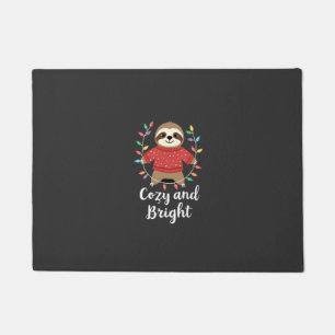 Cosy And Bright Sloth Christmas Lights (3) Doormat