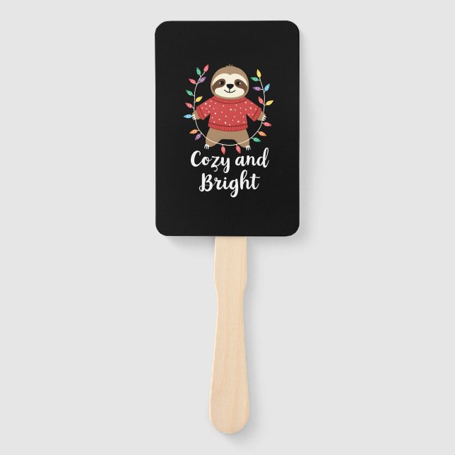 Cosy And Bright Sloth Christmas Lights (3) Hand Fan (Front)