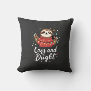 Cosy And Bright Sloth Christmas Lights (4) Cushion
