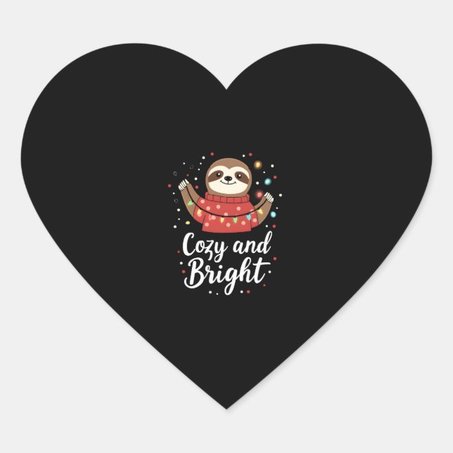 Cosy And Bright Sloth Christmas Lights (4) Heart Sticker (Front)