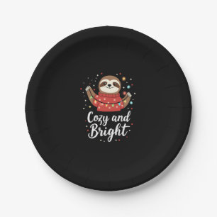 Cosy And Bright Sloth Christmas Lights (4) Paper Plate
