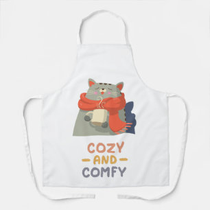 Cosy and Comfy Cat Orange Scarf Winter Warm Apron