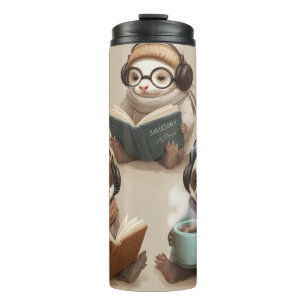 Cosy Animal Friends Reading and Relaxing Thermal Tumbler