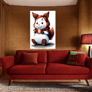 Cosy animal with Coffee AI Art Poster