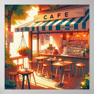 Cosy Anime Cafe Art Poster