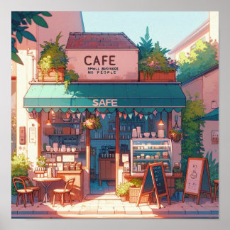 Cosy Anime Cafe Art Poster