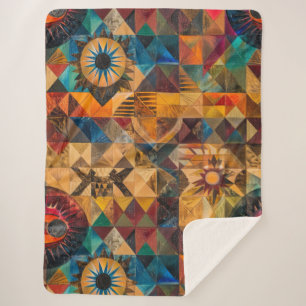 Cosy Aqua "Inherited Artistry" Plush Sherpa Blanke Sherpa Blanket