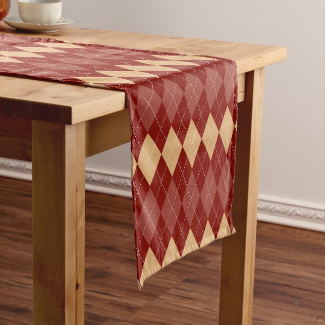 Cosy Argyle Aesthetic with Dotted Lines Short Table Runner (In Situ)