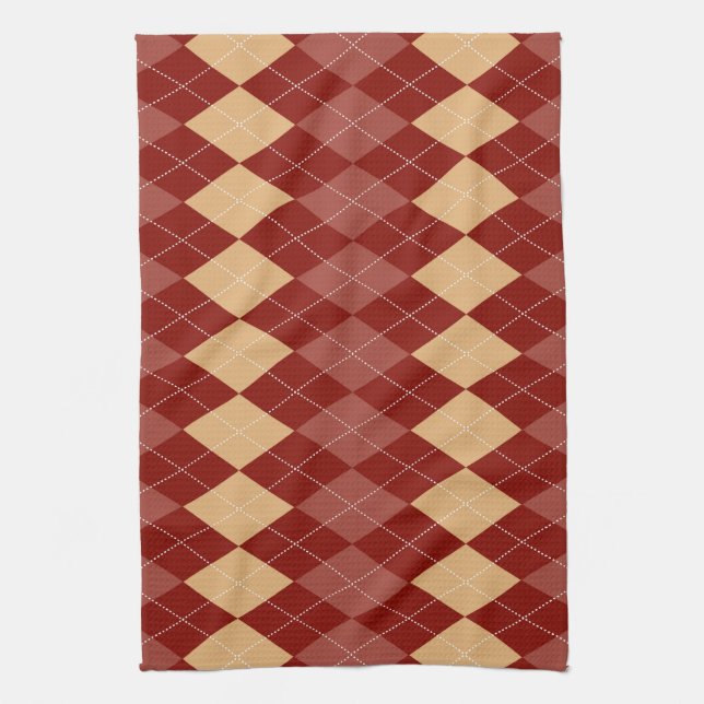 Cosy Argyle Aesthetic with Dotted Lines Tea Towel (Vertical)