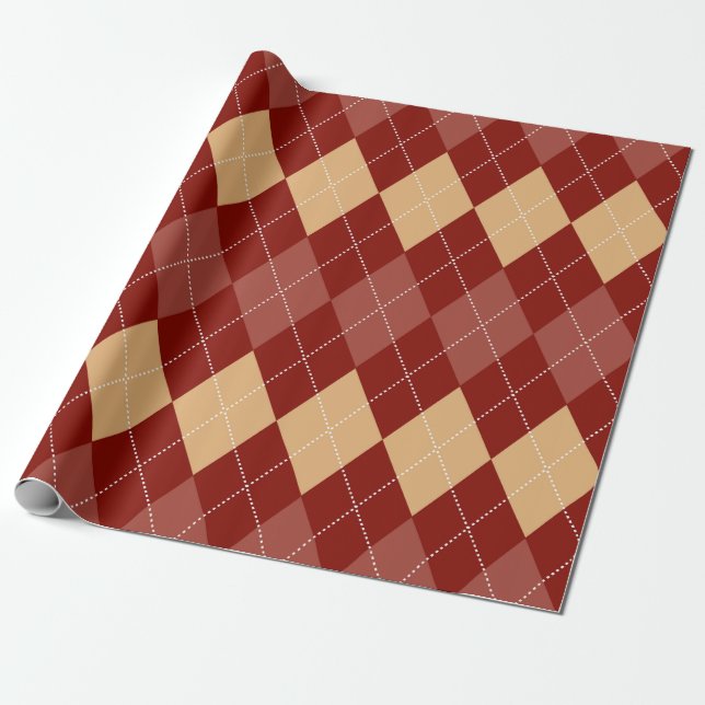 Cosy Argyle Aesthetic with Dotted Lines Wrapping Paper (Unrolled)