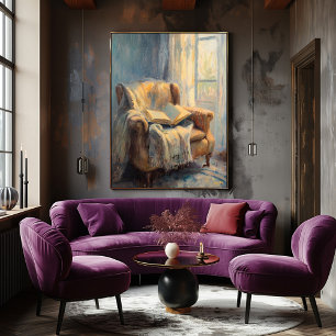 Cosy Armchair with Book by Window – Impressionist Poster