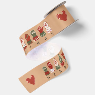 Cosy ASL Merry Christmas Satin Ribbon