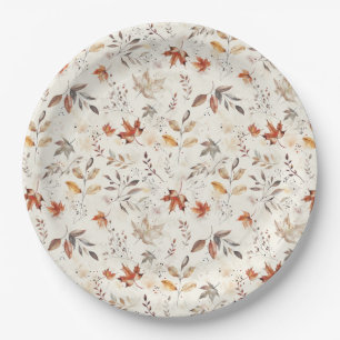 Cosy Autumn Aesthetic Fall Leaves Botanical Paper Plate