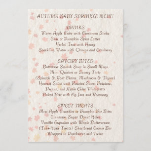 Cosy Autumn Baby Sprinkle Menu Seasonal
