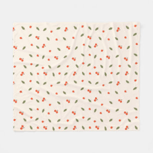 Cosy Autumn Berries Cream Botanical Fleece Blanket