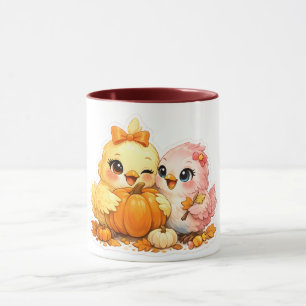 Cosy Autumn Bird and Pumpkin Drinkware Mug