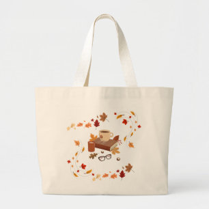 Cosy Autumn Book Lover Aesthetic Canvas Tote Bag