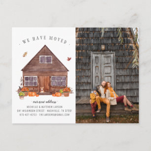 Cosy Autumn Cabin   Moving Announcement Postcard
