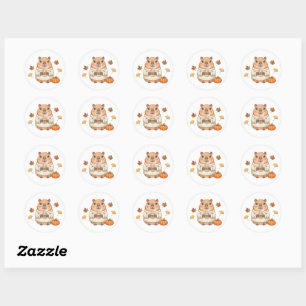 Cosy Autumn Capybara Kawaii Pumpkin Spice Latte Classic Round Sticker