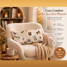 Cosy Autumn Coffee & Books Throw Blanket | Rustic