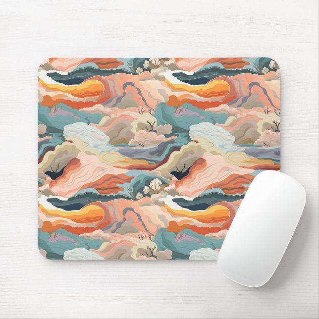 Cosy Autumn Colours Abstract Digital Art Mouse Pad (With Mouse)