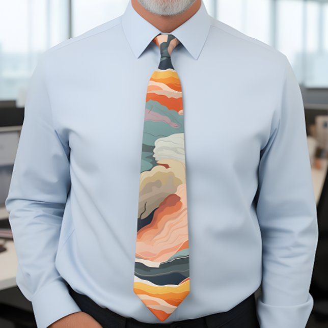 Cosy Autumn Colours Abstract Digital Art Tie (Creator Uploaded)