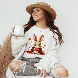 Cosy Autumn Design: Rabbit Enjoying Coffee blanket T-Shirt