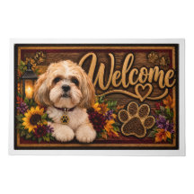 Cosy Autumn Dog Welcome Doormat | Rustic Fall Paw