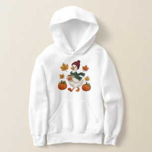 Cosy Autumn Duck with Pumpkin Coffee Fall Leaves