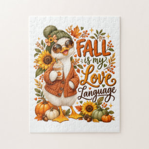Cosy Autumn Duck with Pumpkin Spice Latte Jigsaw Puzzle