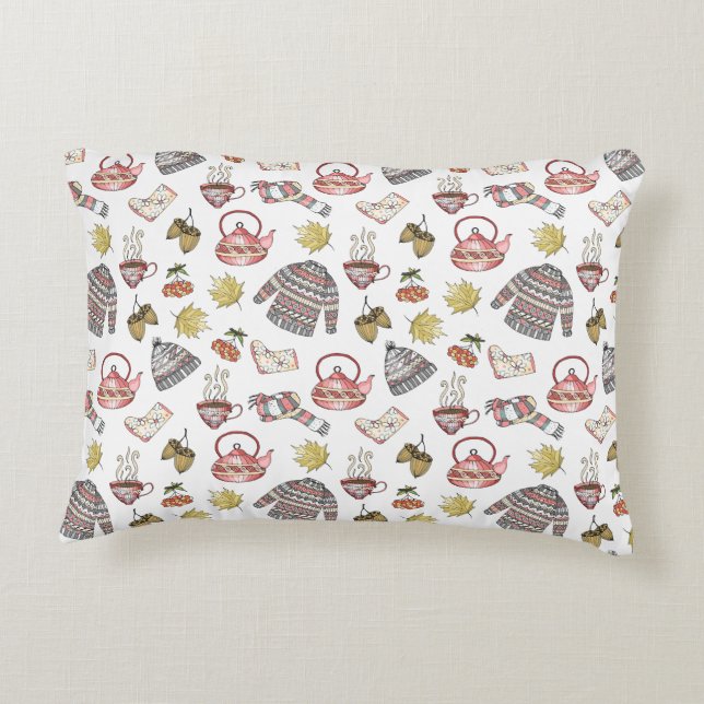 Cosy Autumn Elements Pattern  Decorative Cushion (Back)