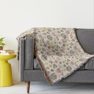 Cosy Autumn Elements Pattern Throw Blanket