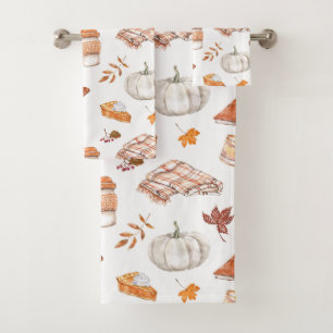 Cosy Autumn Essentials Watercolor Pattern Bath Towel Set