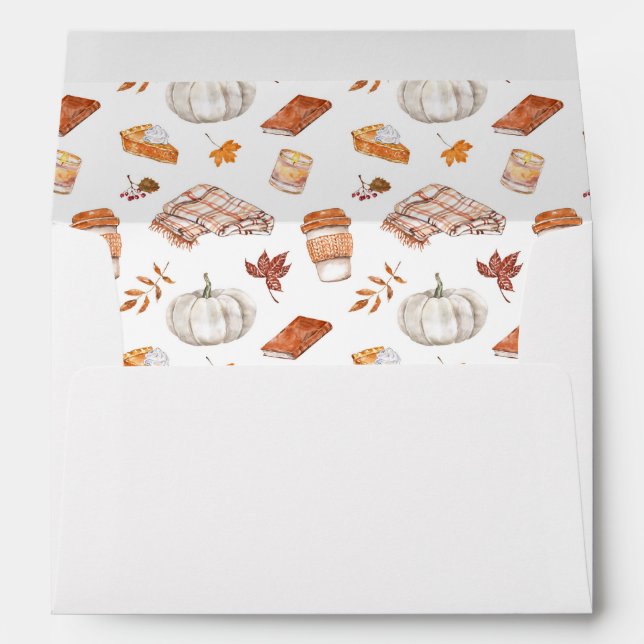 Cosy Autumn Essentials Watercolor Pattern Envelope (Back (Bottom))