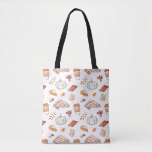 Cosy Autumn Essentials Watercolor Pattern Tote Bag
