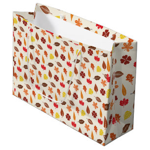 Cosy Autumn Fall Leaves Large Gift Bag
