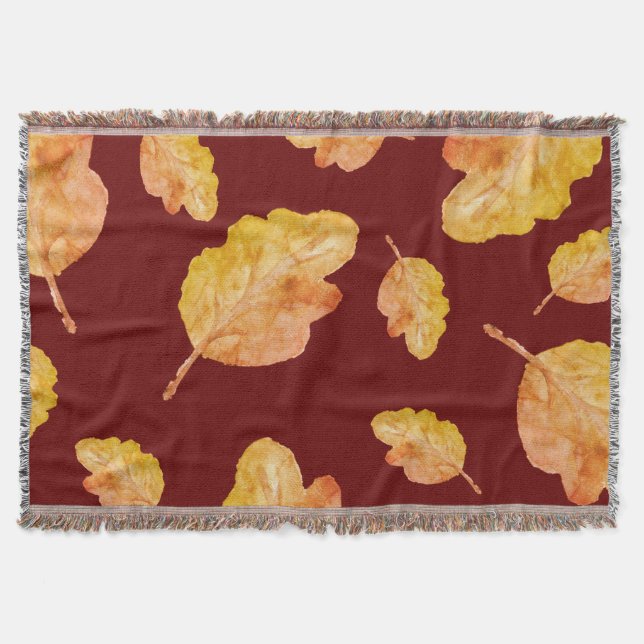 Cosy Autumn Fall Leaves Throw Blanket (Front)