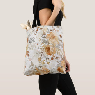 Cosy Autumn Floral Botanical Print Tote Bag