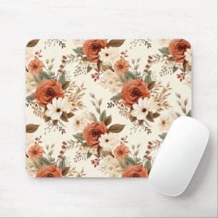 Cosy Autumn Floral Print Digital Art Mouse Pad