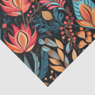 Cosy Autumn Floral Print Digital Folk Art Tissue Paper