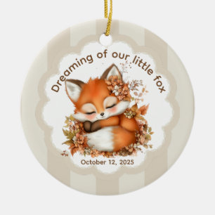 Cosy Autumn Fox Baby Shower Cosy Woodland Party Ceramic Ornament