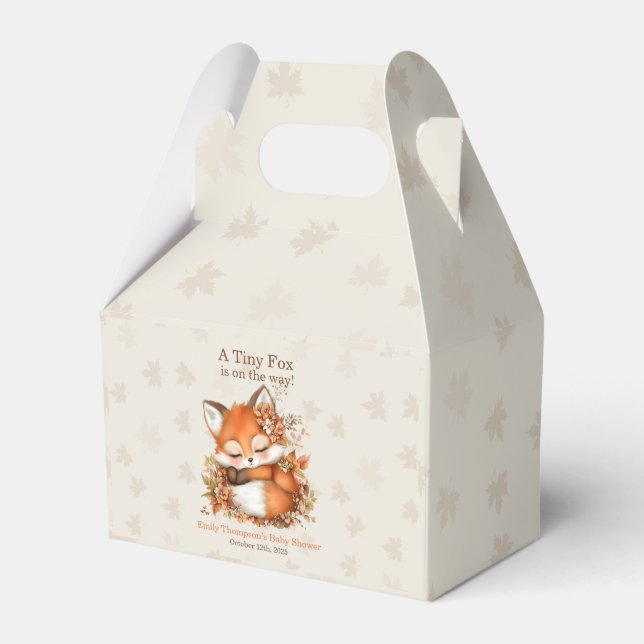 Cosy Autumn Fox Baby Shower Cosy Woodland Party Favour Box (Front Side)