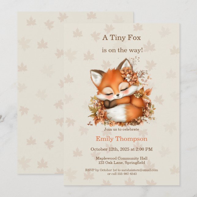Cosy Autumn Fox Baby Shower Cosy Woodland Party Invitation (Front/Back)
